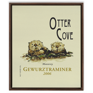 Wine Label Themed Artwork - Otter Cove Label Print on Canvas in a Floating Frame