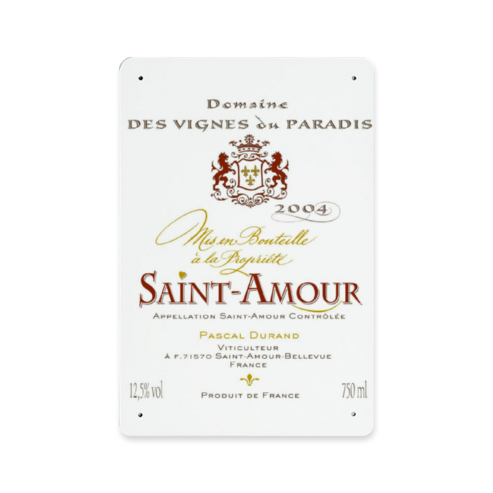 Wine Label Themed Decor - Saint Amour Label Print on Metal Plate 8