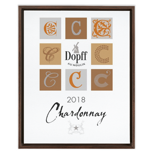 Wine Themed Artwork - Chardonnay D'Alsace - Dopff au Moulin Label Floating Frame Canvas