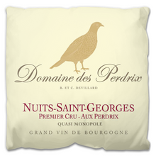 Load image into Gallery viewer, Indoor Outdoor Pillows Domaine Des Perdrix Wine Label Print