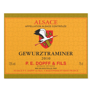 Wine Label Themed Jigsaw Puzzles - P.E. Dopff Gewurztraminer Label Print on 252 or 500 Pieces Puzzle - Made in America
