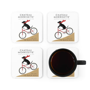 Gift for Wine Drinkers - Chateau Morrisette The Black Dog Corkwood Coaster Set of 4