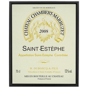Wine Themed Artwork - Chateau Chambert-Marbuzet Label Floating Frame Canvas