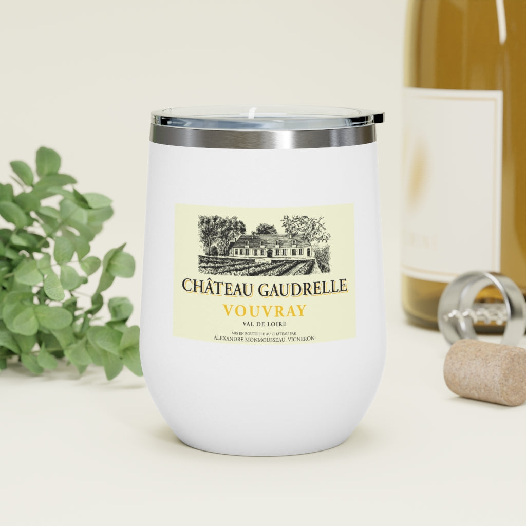 Wine Label Themed Drinkware - Chateau Gaudrelle Label on 12oz Insulated Wine Tumbler