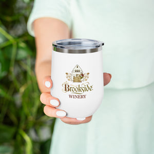 Wine Themed Drinkware - Brookside Winery Label on 12oz Insulated Wine Tumbler