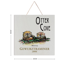 Load image into Gallery viewer, Wine Label Themed Wall Decor - Otter Cove Label Print on Wooden Plaque 8&quot; x 8&quot; Made in the USA