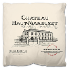 Load image into Gallery viewer, Indoor Outdoor Pillows Chateau Haut Marbuzet Wine Label Print