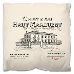 Indoor Outdoor Pillows Chateau Haut Marbuzet Wine Label Print