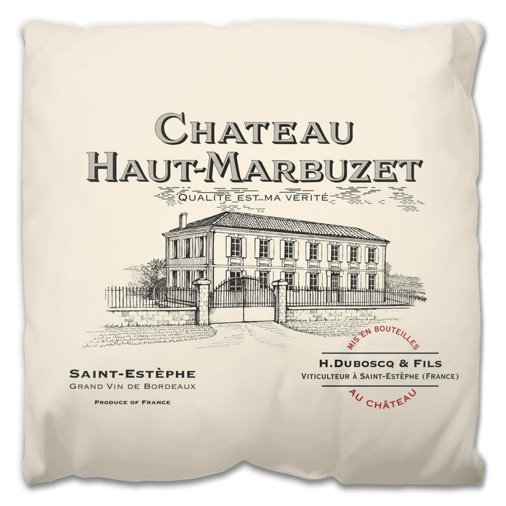 Indoor Outdoor Pillows Chateau Haut Marbuzet Wine Label Print