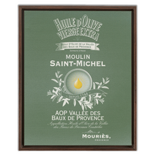 Load image into Gallery viewer, Kitchen Themed Artwork - Moulin St Michel Olive Oil Label Framed Stretched Canvas