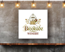 Load image into Gallery viewer, Wine Room Decor - Brookside Winery Label Printed on Eco-Friendly Recycled Aluminum in situ