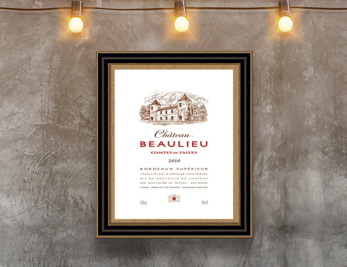 Wine Label Themed Art Print  on Archival Paper - Chateau Beaulieu Fine Art Prints