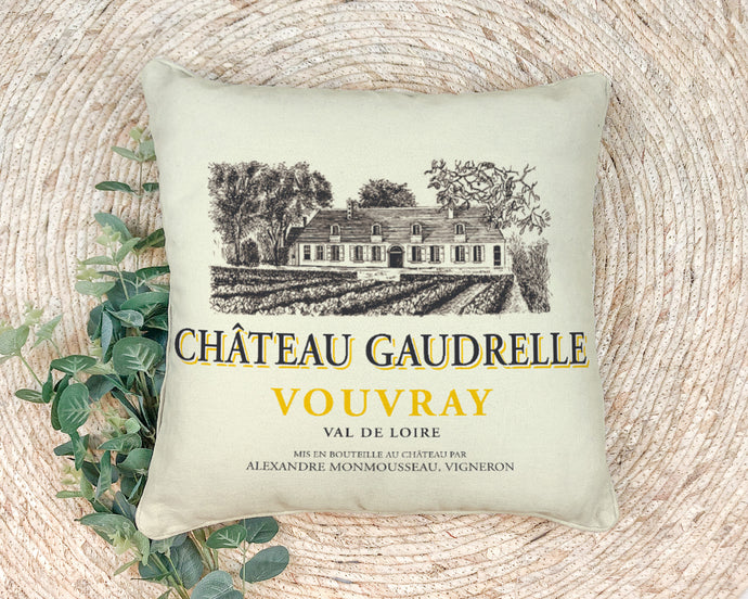 Indoor Outdoor Pillows Chateau Gaudrelle Wine Label Print