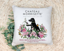 Load image into Gallery viewer, Indoor Outdoor Pillows Chateau Morrisette Red Mountain Laurel Wine Label Print