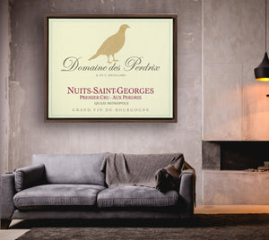 Wine Label Themed Artwork - Domaine des Perdrix Wine Label Framed Stretched Canvas