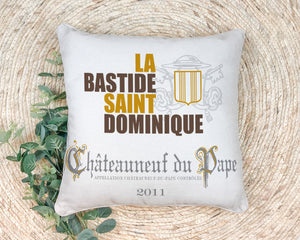 Indoor Outdoor Pillows La Bastide Saint Dominique Winery Chateauneuf du Pape Wine Label Print