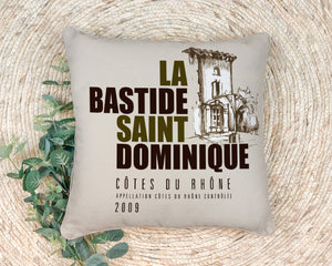 Indoor Outdoor Pillows La Bastide Saint Dominique Winery Cotes du Rhone Wine Label Print