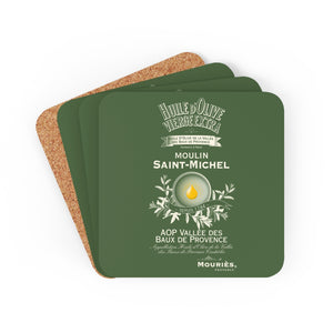 Kitchen Decor - Moulin St Michel Olive Oil Label Print Coasters - Set of 4