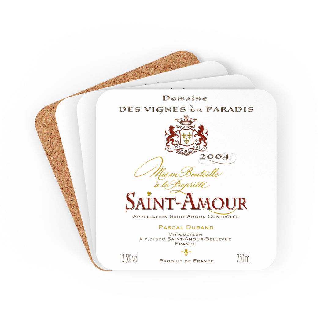 Wine Label Themed Gifts - Saint Amour Label Winery Coasters - Set of 4