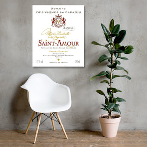 Wine Label Themed Wall Decor - Saint Amour Wine Label Acrylic Print Ready To Hang