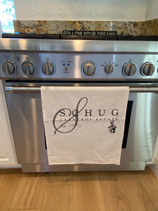 Black Schug Carneros Estate Flour Sack Towel on stove