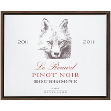 Load image into Gallery viewer, Wine Label Themed Artwork - Le Renard Pinot Noir Wine Label Print on Canvas in a Floating Frame