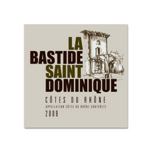 Load image into Gallery viewer, Wine Label Themed Wall Decor - La Bastide Saint Dominique Winery Cotes du Rhone Label Print on Metal Plate 12&quot; x 12&quot; Made in the USA