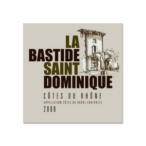 Wine Label Themed Wall Decor - La Bastide Saint Dominique Winery Cotes du Rhone Label Print on Metal Plate 12" x 12" Made in the USA
