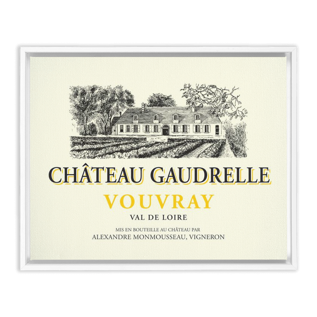 Wine Label Themed Artwork - Chateau Gaudrelle Wine Label Print on Canvas in a Floating Frame