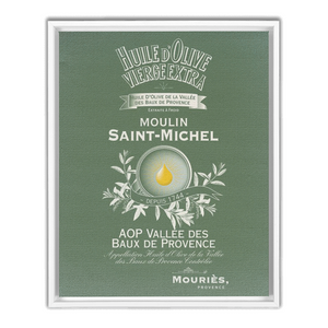 Kitchen Themed Artwork - Moulin St Michel Olive Oil Label Framed Stretched Canvas