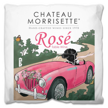 Load image into Gallery viewer, Indoor Outdoor Pillows Chateau Morrisette Rose Wine Label Print