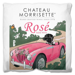 Indoor Outdoor Pillows Chateau Morrisette Rose Wine Label Print
