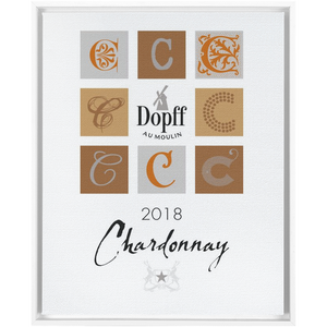 Wine Themed Artwork - Chardonnay D'Alsace - Dopff au Moulin Label Floating Frame Canvas