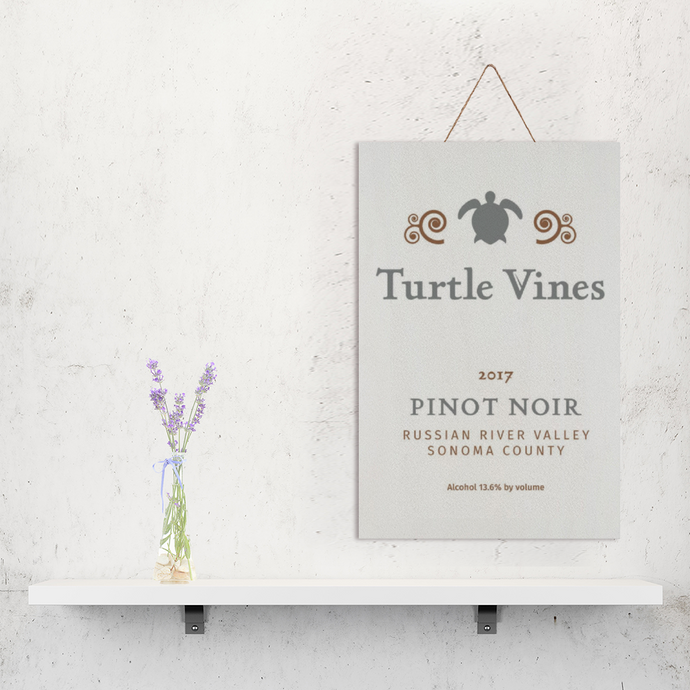 Wine Label Themed Wall Decor - Turtle Vines Wine  Label Print on Wooden Plaque 8