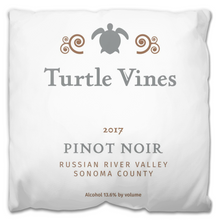 Load image into Gallery viewer, Indoor Outdoor Pillows Turtle Vines Pinot Noir Wine Label Print