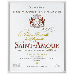 Wine Label Themed Artwork - Saint Amour Wine Label Framed Stretched Canvas