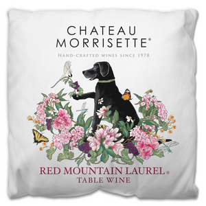 Indoor Outdoor Pillows Chateau Morrisette Red Mountain Laurel Wine Label Print