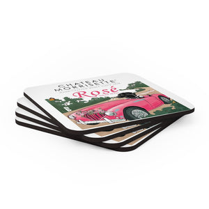 Winery Themed Gifts - Chateau Morrisette Rose Corkwood Coaster Set of 4
