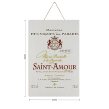 Load image into Gallery viewer, Wine Label Themed Decor - Saint Amour Wine  Label Print on Wooden Plaque 8&quot; x 12&quot; Made in the USA