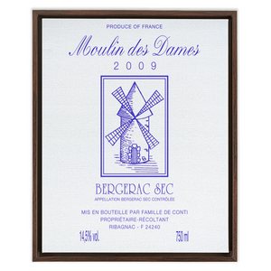 Wine Label Themed Artwork - Moulin des Dames Label Framed Stretched Canvas
