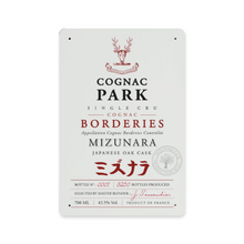 Load image into Gallery viewer, Cognac Themed Wall Decor - Cognac Park Mizunara Label Print on Metal Plate 8&quot; x 12&quot; Made in the USA
