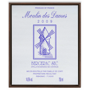Wine Label Themed Artwork - Moulin des Dames Label Print on Canvas in a Floating Frame