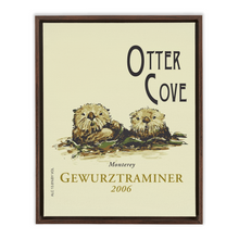 Load image into Gallery viewer, Wine Label Themed Artwork - Otter Cove Label Print on Canvas in a Floating Frame