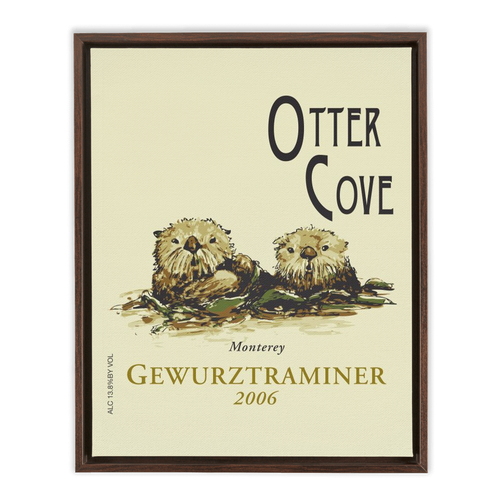 Wine Label Themed Artwork - Otter Cove Label Framed Stretched Canvas