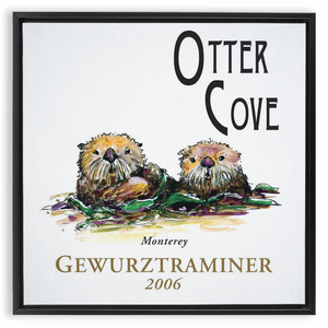 Wine Label Themed Artwork - Otter Cove Gewurztraminer 2006 Label Square Floating Frame