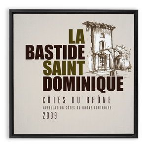 Wine Label Themed Artwork - La Bastide Saint Dominique Winery Cotes du Rhone Label Framed Canvas