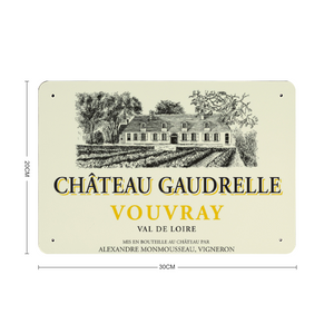 Wine Label Themed Decor - Chateau Gaudrelle Wine Label Print on Metal Plate 8" x 12" Made in the USA