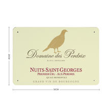 Load image into Gallery viewer, Wine Label Themed Decor - Domaine des Perdrix Wine Label Print on Metal Plate 8&quot; x 12&quot; Made in the USA