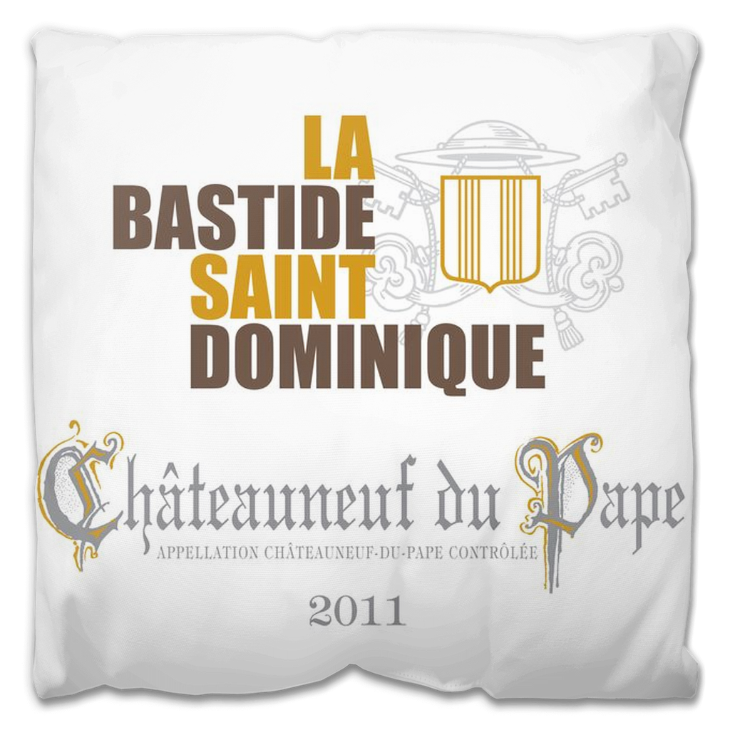 Indoor Outdoor Pillows La Bastide Saint Dominique Winery Chateauneuf du Pape Wine Label Print 2 sizes available