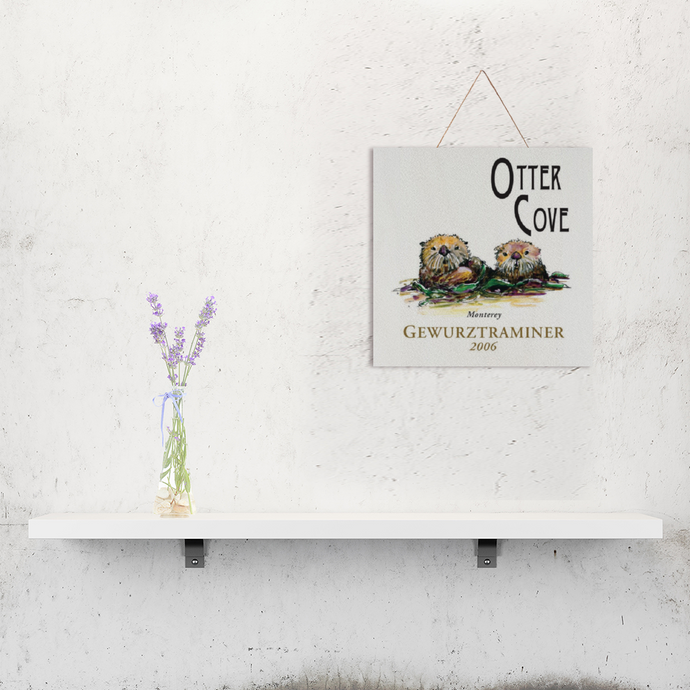 Wine Label Themed Wall Decor - Otter Cove Label Print on Wooden Plaque 8